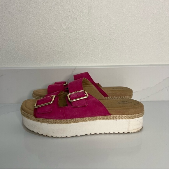Clarks Collection Lana Beach Slide Sandals Pink Leather Platform Size 8.5 - Picture 5 of 11
